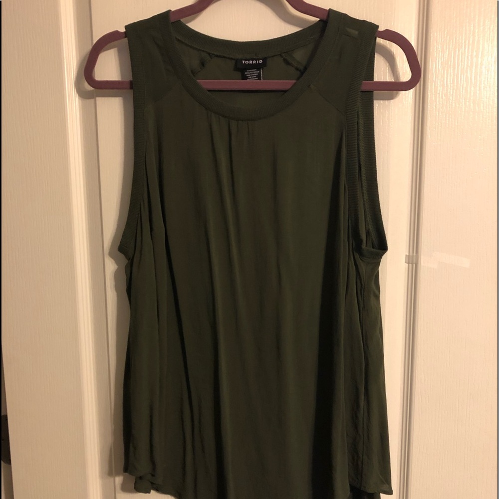 Olive green sleeveless top